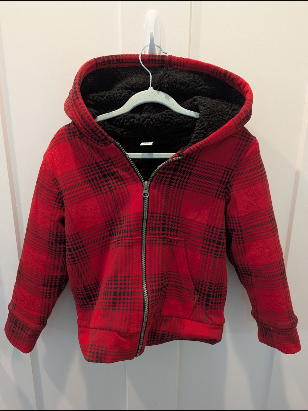 Old Navy Red and Black Plaid Zip Hoodie